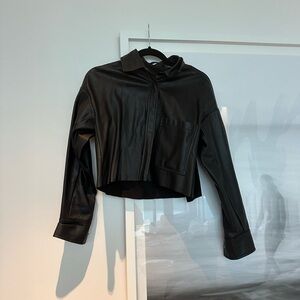 Black Leather Women's Jacket cropped